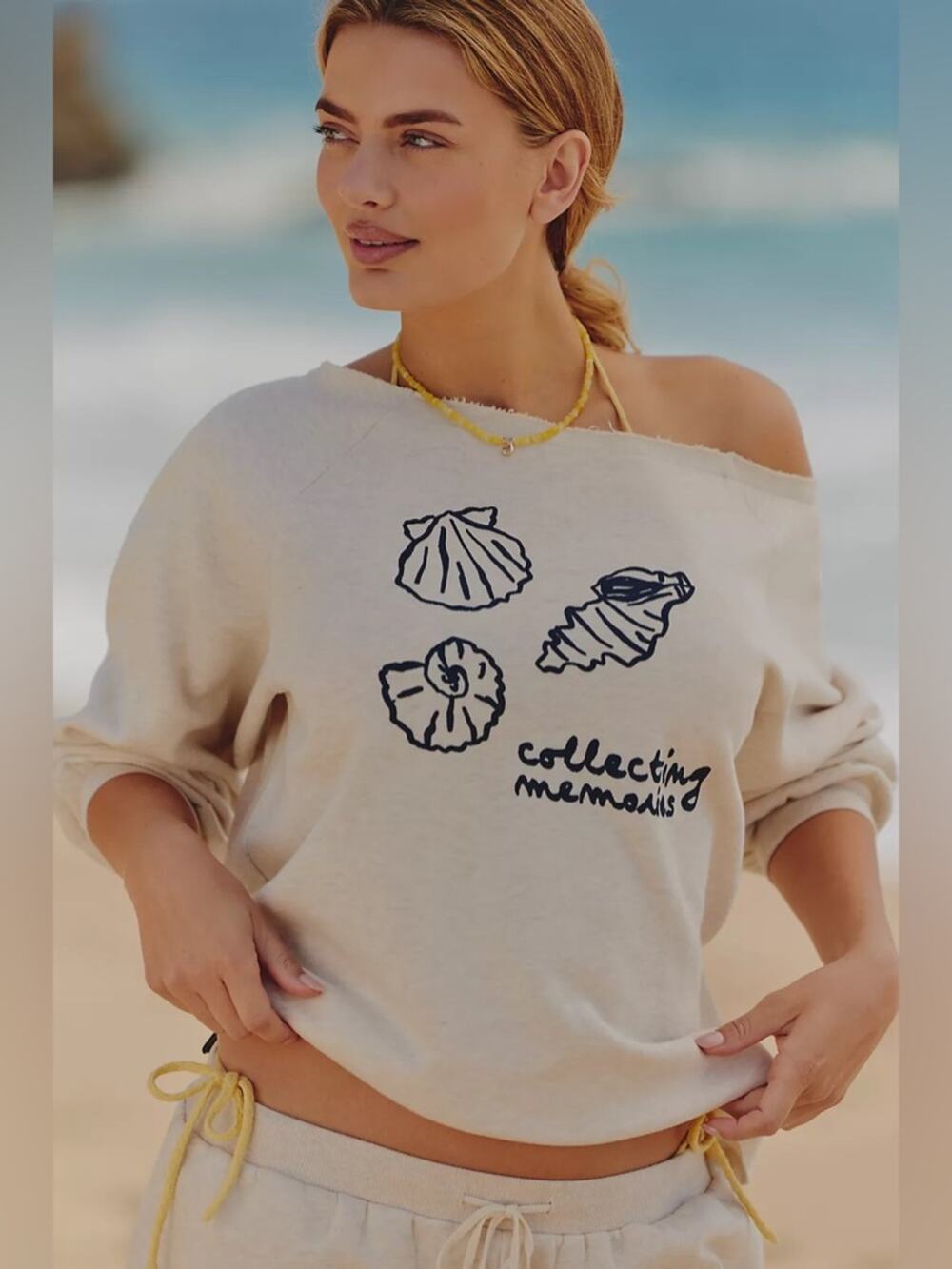 Agathe Marty x Celandine Off-Shoulder Icon Sweatshirt Top